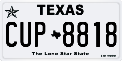 TX license plate CUP8818