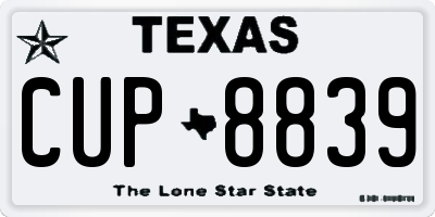 TX license plate CUP8839