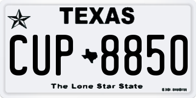 TX license plate CUP8850