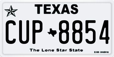 TX license plate CUP8854