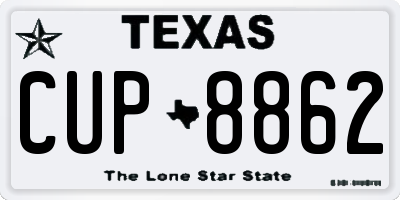 TX license plate CUP8862