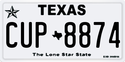 TX license plate CUP8874