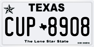 TX license plate CUP8908