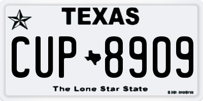 TX license plate CUP8909