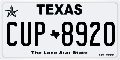 TX license plate CUP8920