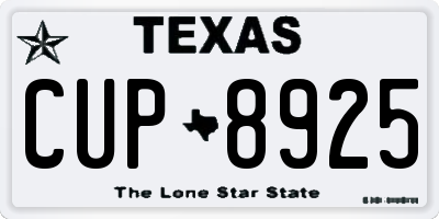 TX license plate CUP8925