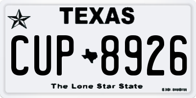 TX license plate CUP8926