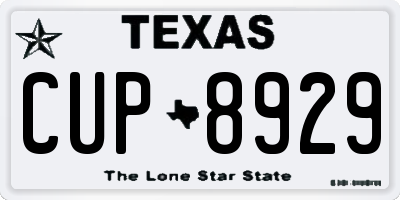TX license plate CUP8929