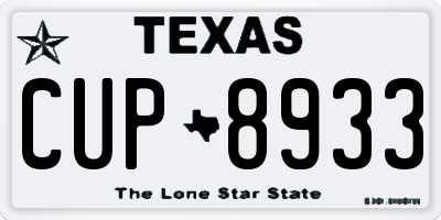 TX license plate CUP8933
