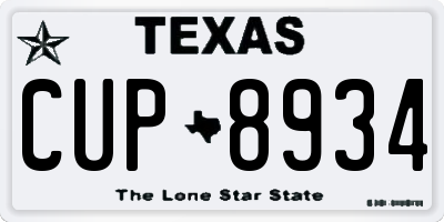 TX license plate CUP8934
