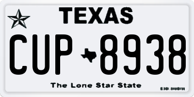 TX license plate CUP8938