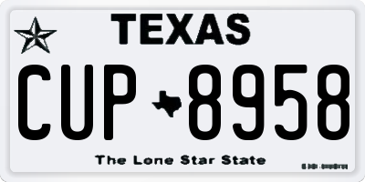 TX license plate CUP8958