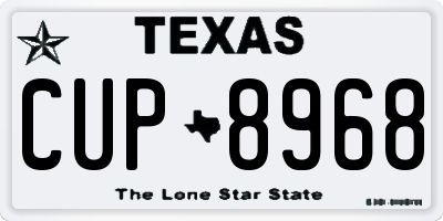 TX license plate CUP8968