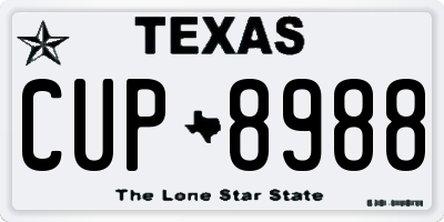 TX license plate CUP8988