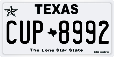 TX license plate CUP8992