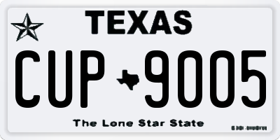 TX license plate CUP9005
