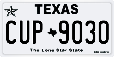 TX license plate CUP9030