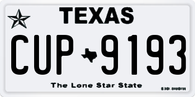TX license plate CUP9193
