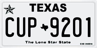 TX license plate CUP9201