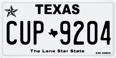 TX license plate CUP9204