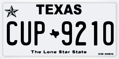 TX license plate CUP9210