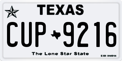 TX license plate CUP9216