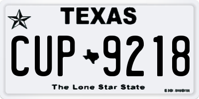 TX license plate CUP9218