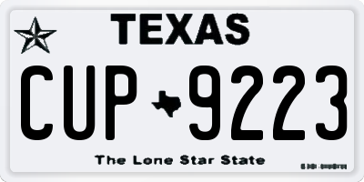 TX license plate CUP9223