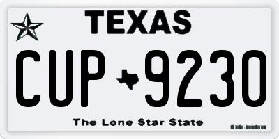 TX license plate CUP9230