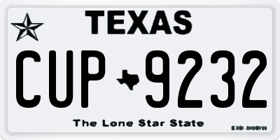 TX license plate CUP9232