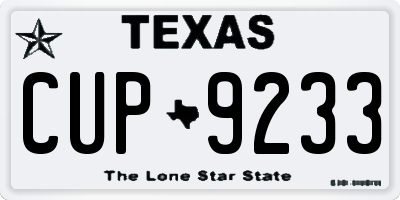 TX license plate CUP9233