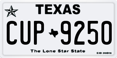 TX license plate CUP9250