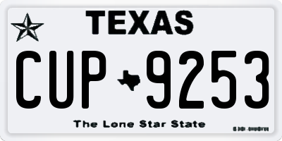 TX license plate CUP9253
