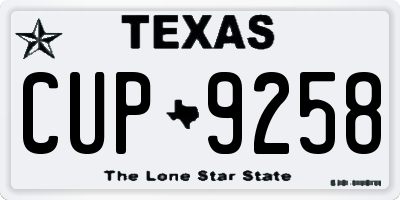 TX license plate CUP9258