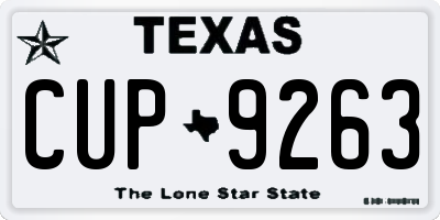 TX license plate CUP9263