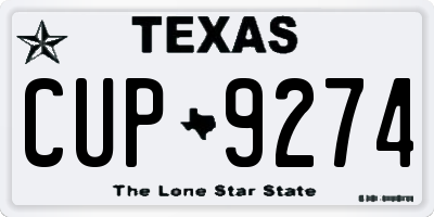 TX license plate CUP9274