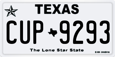 TX license plate CUP9293