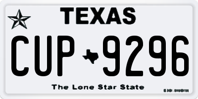 TX license plate CUP9296