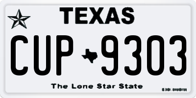 TX license plate CUP9303