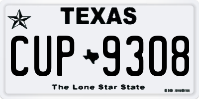 TX license plate CUP9308
