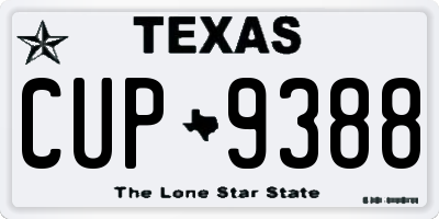 TX license plate CUP9388