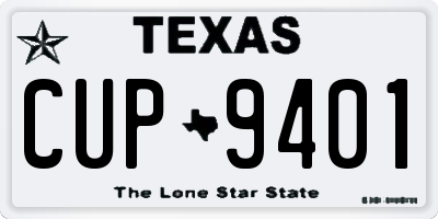 TX license plate CUP9401