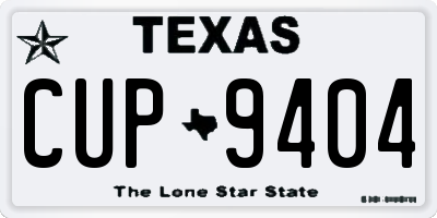 TX license plate CUP9404