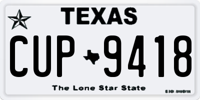 TX license plate CUP9418