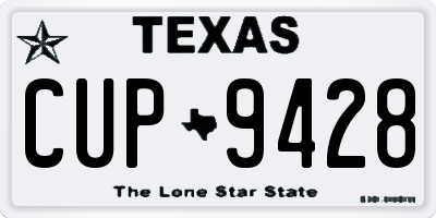 TX license plate CUP9428