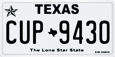 TX license plate CUP9430