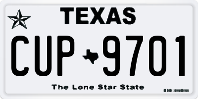 TX license plate CUP9701