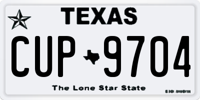 TX license plate CUP9704