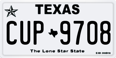 TX license plate CUP9708