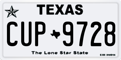 TX license plate CUP9728